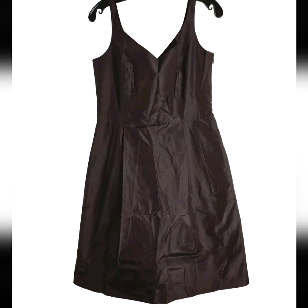 Ann Taylor Brown Fit And Flare Sleeveless Knee Length Silk Dress - Picture 1 of 7